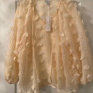 Calypso St. Barth Cream Textured Blouse